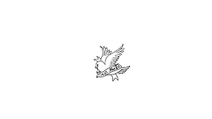 black and white bird illustration, lil peep, crybaby, gothboiclique