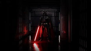 Darth Vader holding light saber