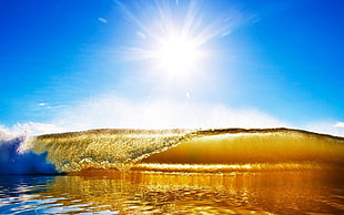 ocean wave, nature, landscape, gold, waves HD wallpaper