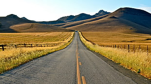 brown hill landscape, landscape, road, highway