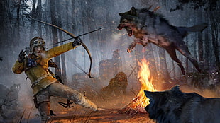 brown wolf, Rise of the Tomb Raider, video games, artwork