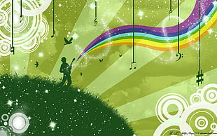 person playing guitar wallpaper, music, rainbows, digital art, abstract HD wallpaper