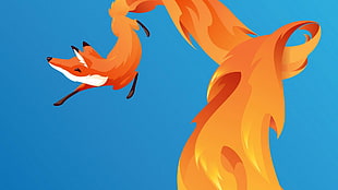 Mozilla Firefox digital wallpaper, Mozilla Firefox, blue background, simple background, fox