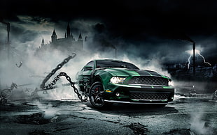 green and black Ford Shelby GT-200, car