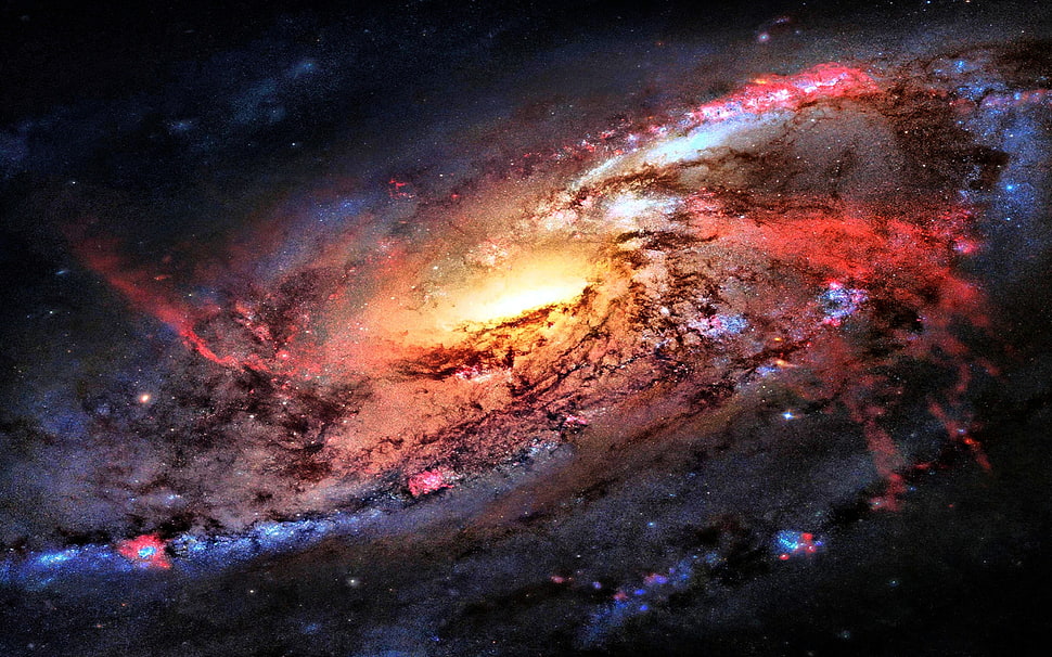 red and black galaxy wallpaper, space HD wallpaper