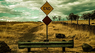 End road signage, Label, Mark, Nature