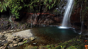 lake and waterfall, waterfall, nature