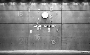 round white and black wall clock, photography, wall, clocks, monochrome HD wallpaper