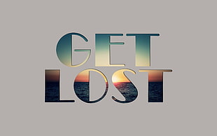 Get Lost logo, peaceful, sea, sunset, calm HD wallpaper