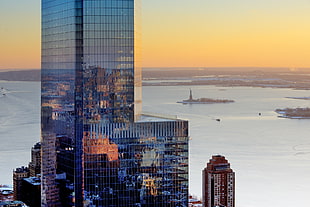 aerial photo of New York city, urban, New York City, sea HD wallpaper