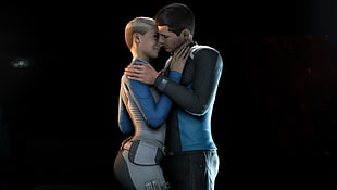 couple about to kiss digital wallpaper, Mass Effect: Andromeda, gameplay, Ryder, Cora Harper HD wallpaper