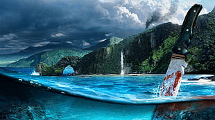 split photography of knife and island, Far Cry, Far Cry 3, video games HD wallpaper