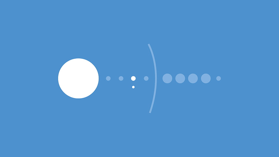 white and blue round log o, simple, simple background, blue, Solar System HD wallpaper