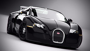 black Bugatti Chiron, Bugatti Veyron, car, Bugatti HD wallpaper