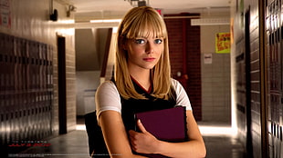 women's white and black jersey, Emma Stone, The Amazing Spider-Man, women, Gwen Stacy HD wallpaper