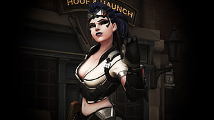 female cartoon character illustration, Widowmaker (Overwatch), Overwatch HD wallpaper
