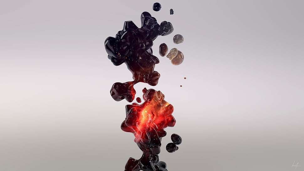 black and red liquid illustration HD wallpaper