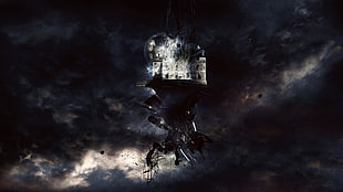 floating castle digital wallpaper
