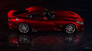 red and black convertible coupe, Dodge Viper, car