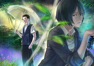 anime character digital wallpaper, Yukino Yukari, Akizuki Takao, The Garden of Words, Makoto Shinkai 