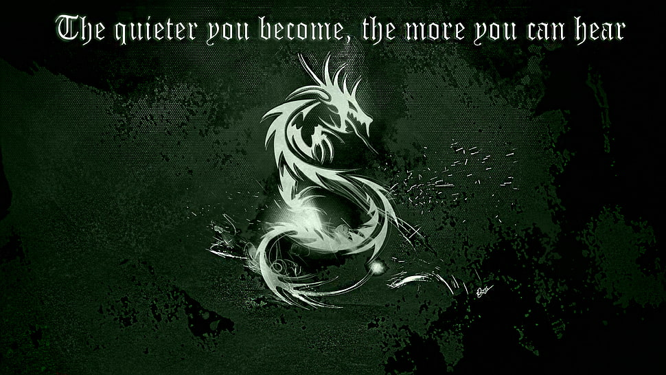 dragon illustration, dragon, quote HD wallpaper