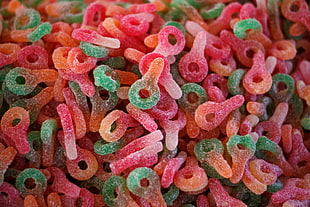 pink and green Gummy Candy HD wallpaper