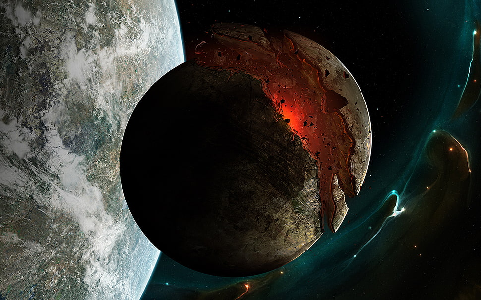 brown and red planet, space, planet HD wallpaper