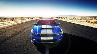 blue Ford Shelby Mustang coupe, car HD wallpaper