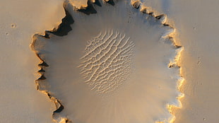 gray sand, Mars, planet, crater