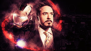 Tony Stark and the Iron Man suit wallpaper HD wallpaper