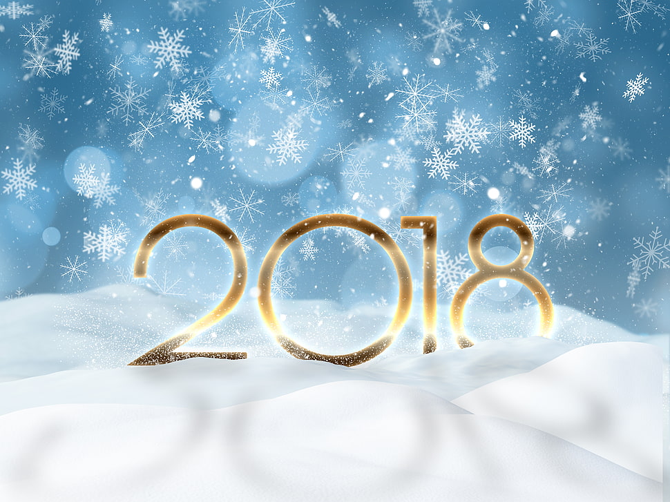 2018 with snowflake digital wallpaper, 2018 (Year), Happy New Year, snowflakes HD wallpaper