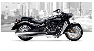 black cruiser motorcycle, Yamaha, motors, power chopper