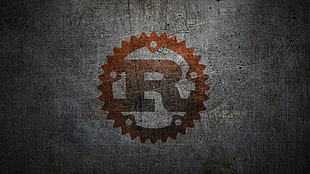 brown R logo, rust, code, logo, programming language