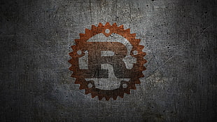 brown R logo, rust, code, logo, programming language