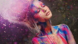 shallow focus photography of woman with paints