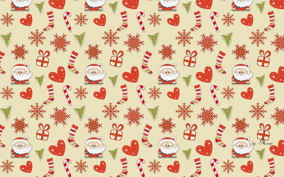 white and red Christmas-themed wallpaper, Christmas, New Year HD wallpaper
