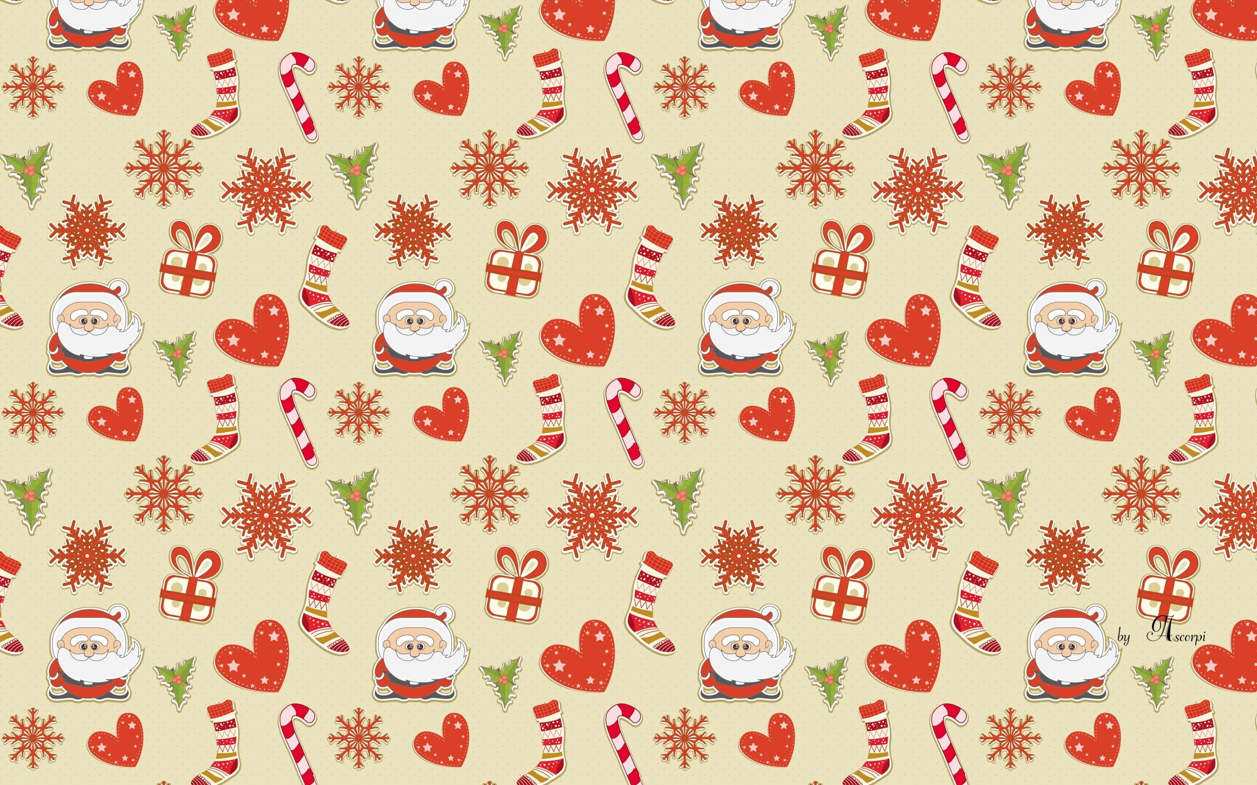 white and red Christmas-themed wallpaper, Christmas, New Year