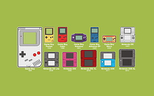 Nintendo handheld game console illustration, GameBoy, Nintendo, consoles, minimalism