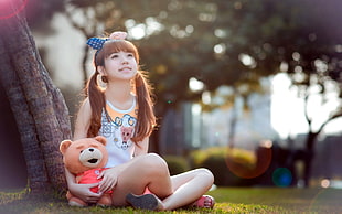 orange bear plush toy, children, teddy bears HD wallpaper