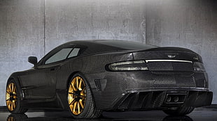 black coupe, car, Aston Martin, black cars, carbon fiber  HD wallpaper
