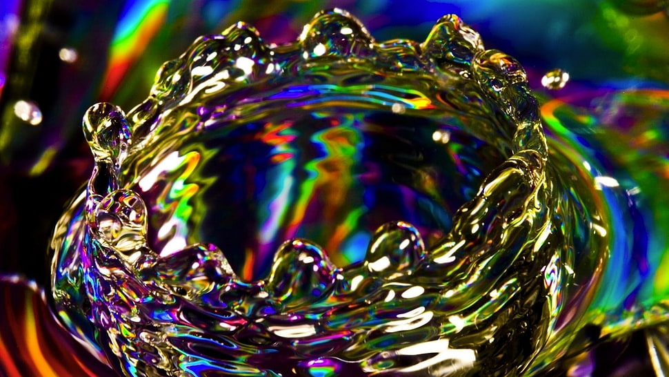 macro photography iridescent water ripple HD wallpaper