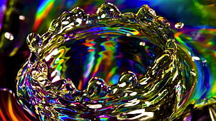macro photography iridescent water ripple HD wallpaper