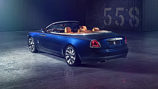 blue Rolls-Royce convertible HD wallpaper