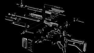 black assault rifle illustration HD wallpaper