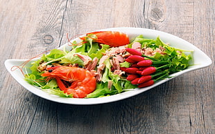 shrimp and vegetable salad in bowl