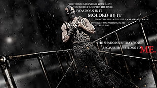 profile of man wallpaper with text overlay, anime, movies, The Dark Knight Rises, Bane HD wallpaper