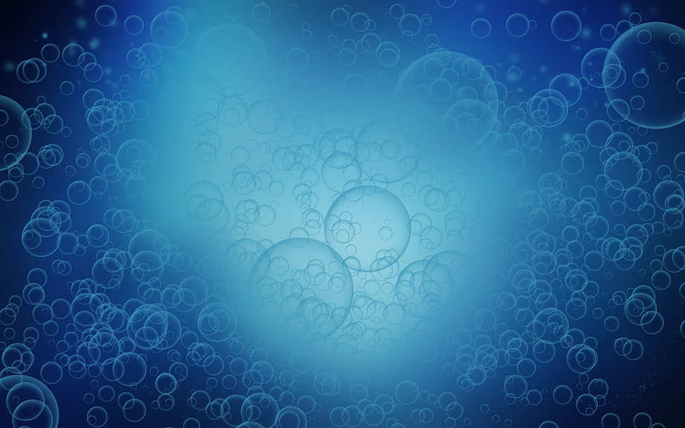 macro photography of blue bubbles HD wallpaper