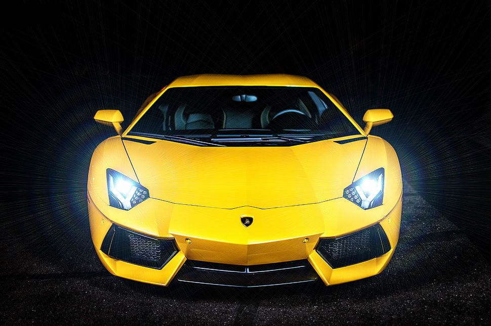 yellow Lamborgini sports car, car, Lamborghini, yellow cars, vehicle HD wallpaper