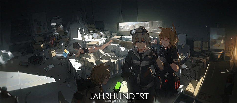 Jahrhundert poster, anime, digital art, original characters, room HD wallpaper