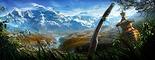 anime scene wallpaper, Far Cry 4, nature, mountains, snowy peak